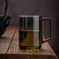 400ml Glass Cups with Walnut Handle for Tea