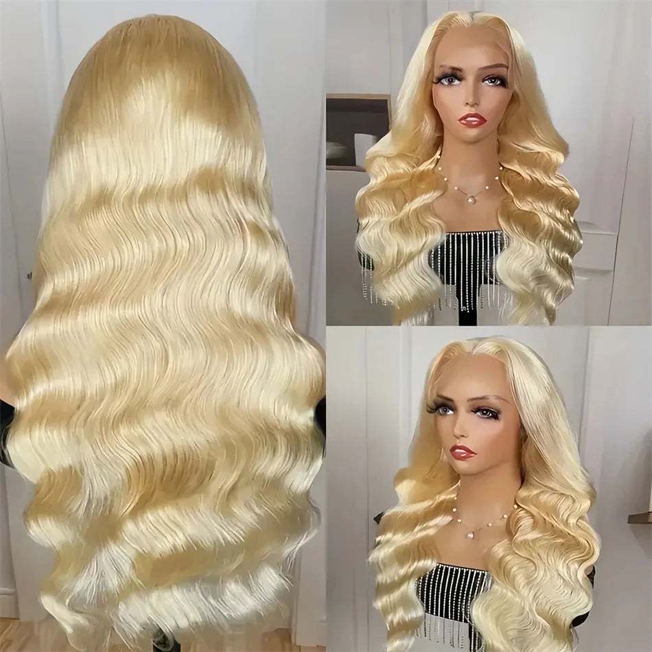 613 Body Wave Lace Frontal Wig Human Hair Blonde 30 Inch