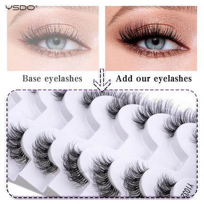 YSDO 5/10 Pairs Natural Soft Black Half Lashes