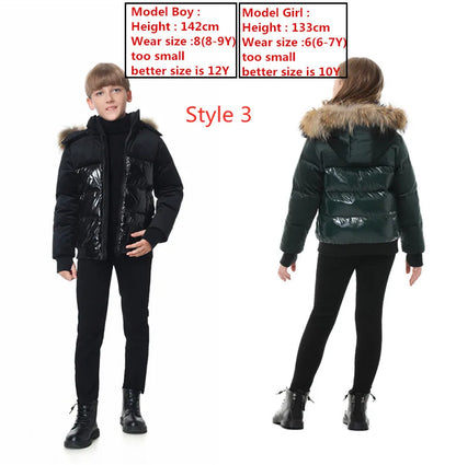 Black Down Winter Parka Jacket for Boys and Girls