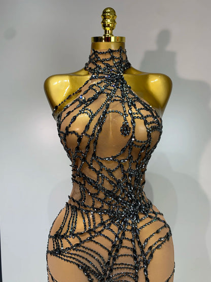 Sparkly Diamond Mesh Jumpsuit for Women