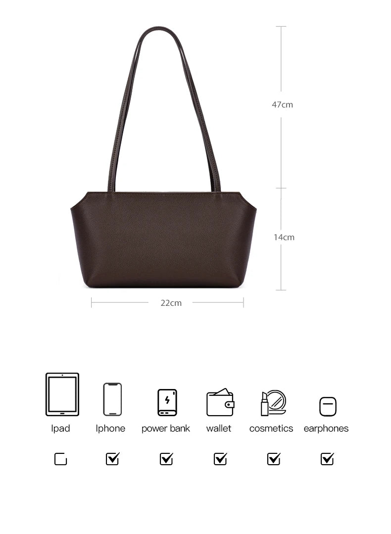 Genuine Cowhide Leather Mini Shoulder Tote Bag
