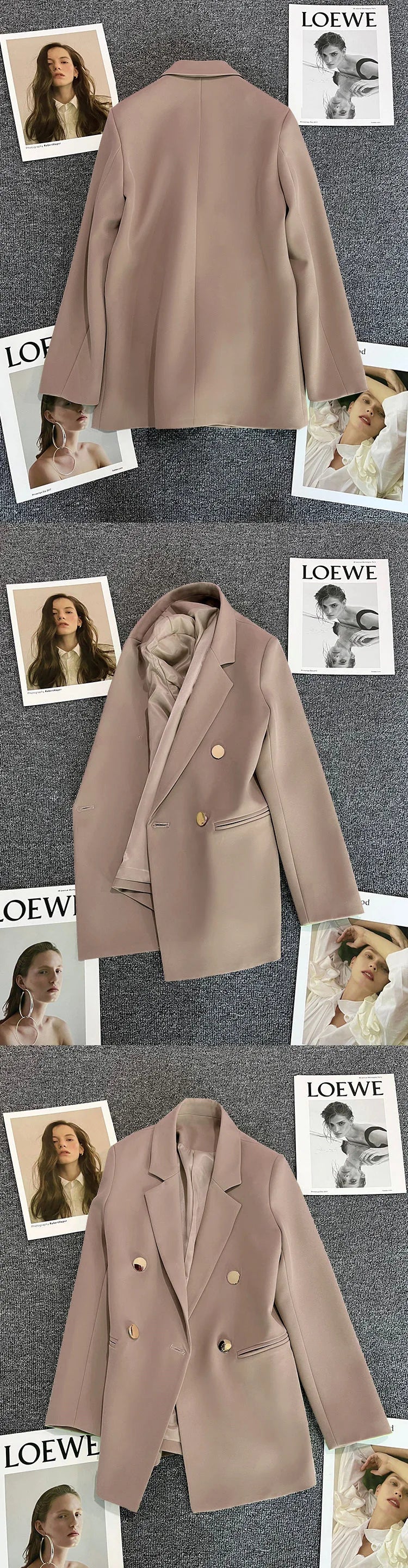 Candy Color Slim Blazer with Notched Collar and Metal Buttons
