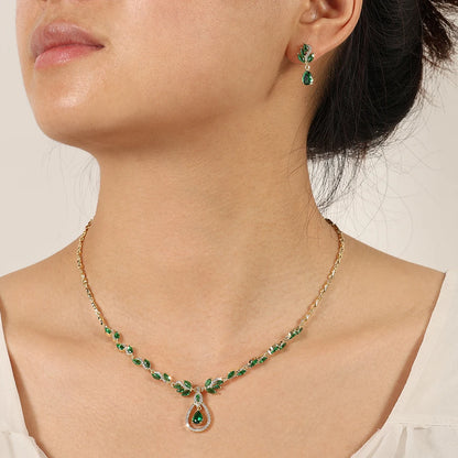 ZAKOL Brilliant Zirconia Leaf Jewelry Set for Women
