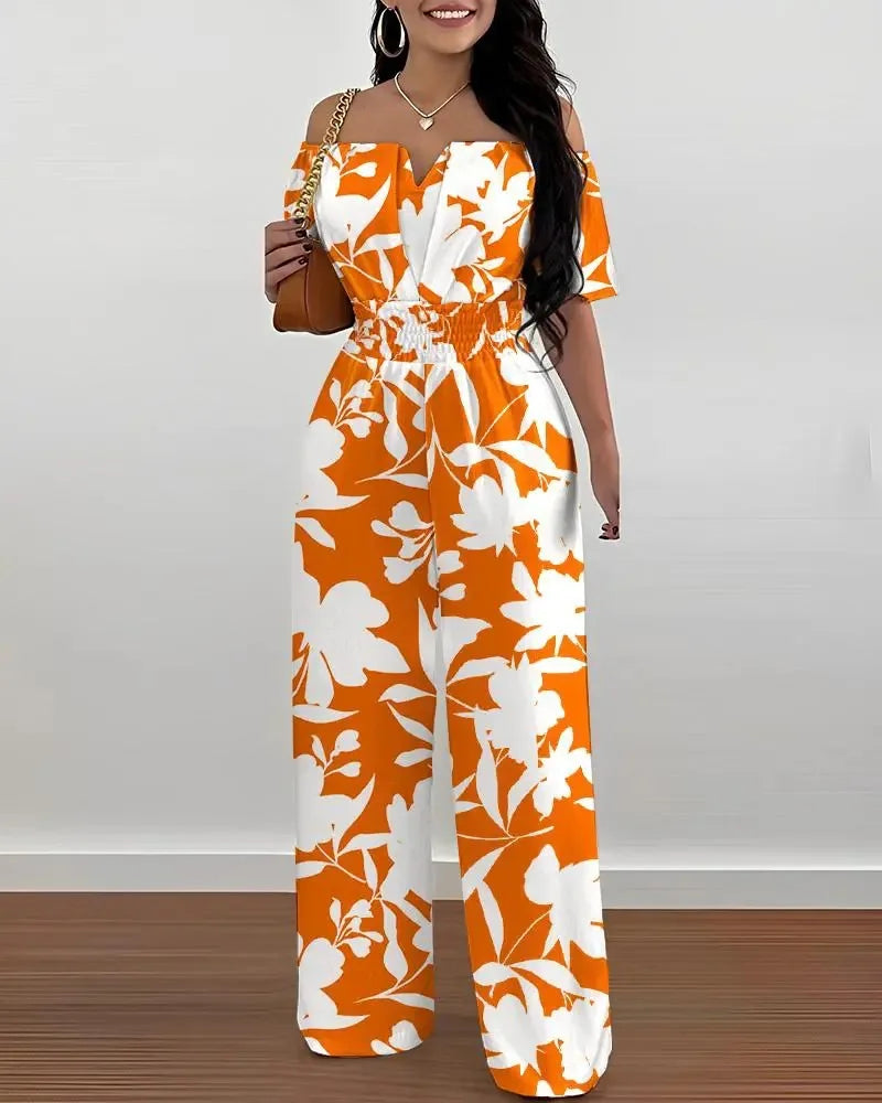 Elegant Off Shoulder Women's Jumpsuit Casual Polyester