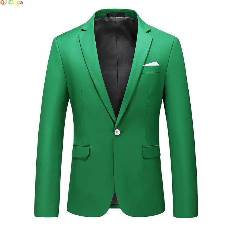 Bright Green Men's Blazer, Polyester Slim Fit Jacket