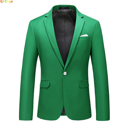 Bright Green Men's Blazer, Polyester Slim Fit Jacket