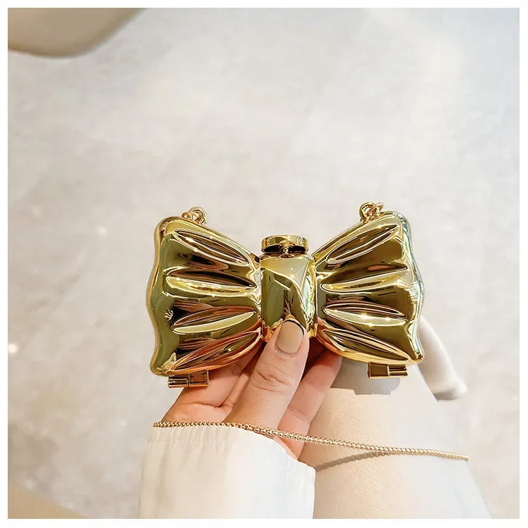 Golden Acrylic Round Clutch Purse for Parties