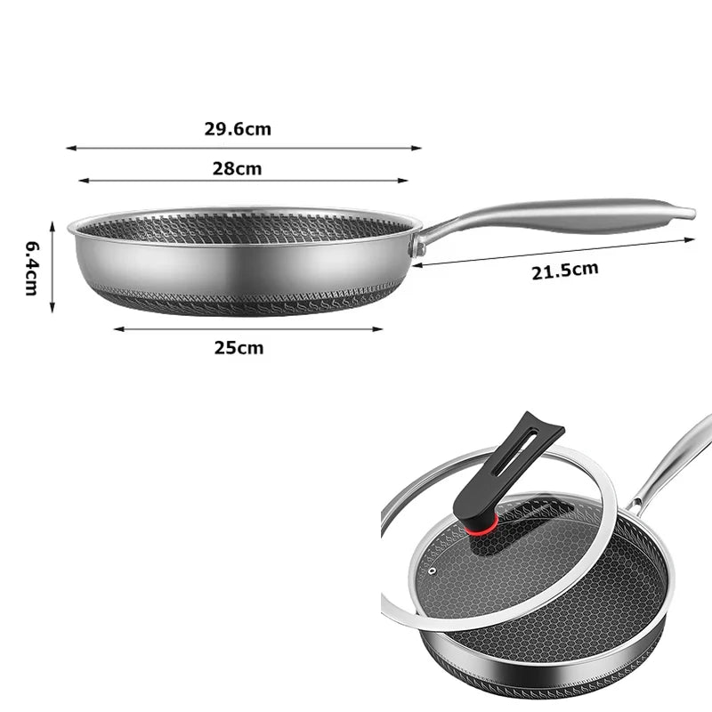 Stainless Steel Nonstick Frying Pan With Lid 28cm
