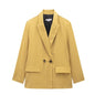 Willshela Women Vintage Double Breasted Blazer with Pockets