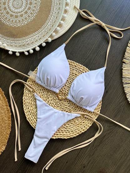 RUOTONSEPT Solid Color Bikini Set Women's Swimwear
