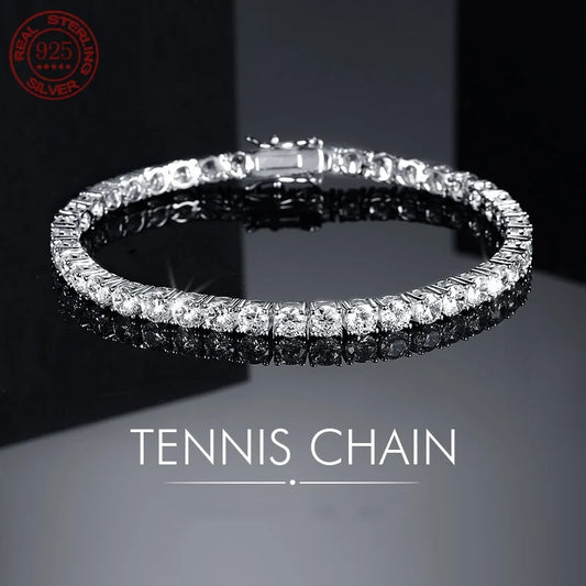 Zircon Tennis Bracelet 925 Silver Plated for Unisex
