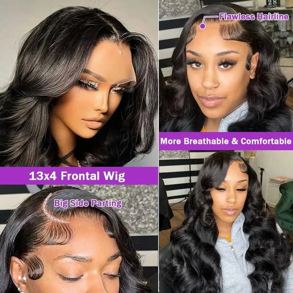 Body Wave Human Hair Glueless Wig 40 42 Inch