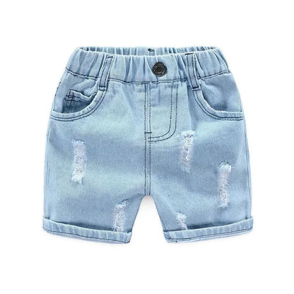 Children's Casual Torn Denim Shorts Blue Sky Blue