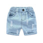 Children's Casual Torn Denim Shorts Blue Sky Blue