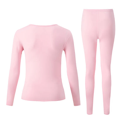 Women's Solid Color Round Neck Warm Suit