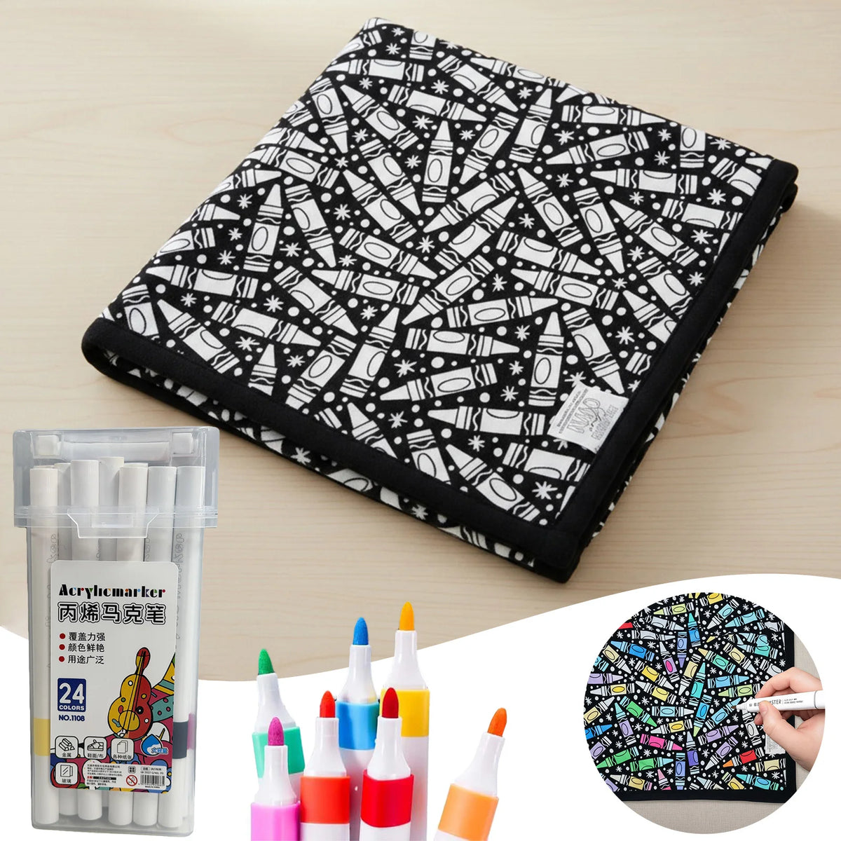 DIY Coloring Blanket 150x125cm Washable Velvet Art