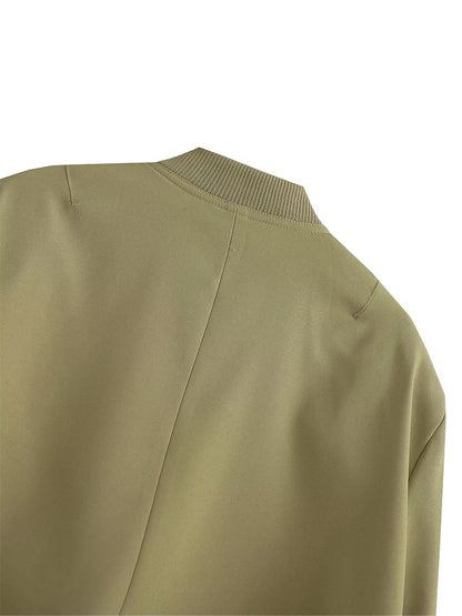 Willshela Women Solid V-Neck Bomber Jacket