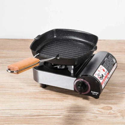 Foldable Portable Steel Grill Pan with Wooden Handle
