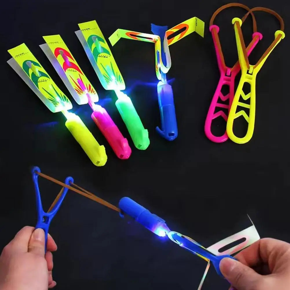 LED Slingshot Flying Copters Light-Up Toys for Kids