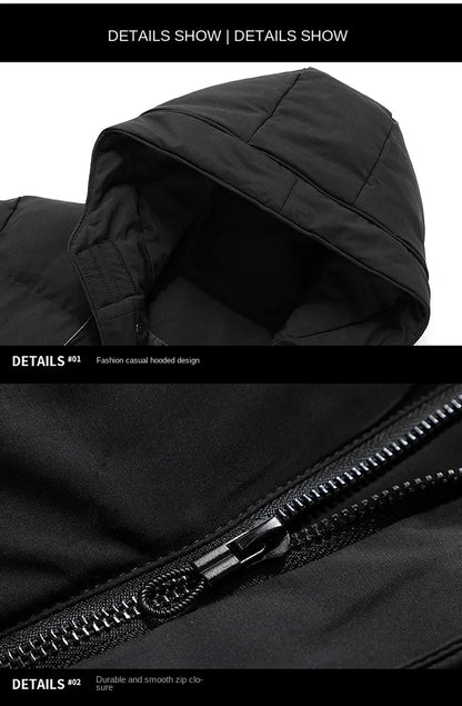 Long Cotton-padded Coat for Men in Solid Color