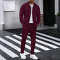 Men's Solid Color Waffle Longsleeved Pants Set