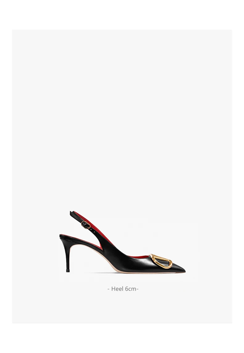 Black Slingback Sandals for Women with High Heels
