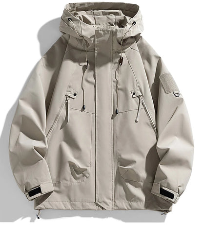Men's Waterproof Hooded Jacket Cargo Black Softshell