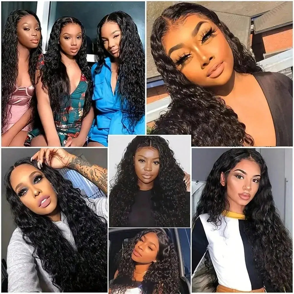 250% Density Deep Wave Lace Front Wig Natural Black