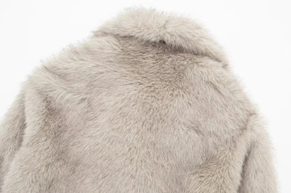Cropped Faux Fur Jacket Coat for Women