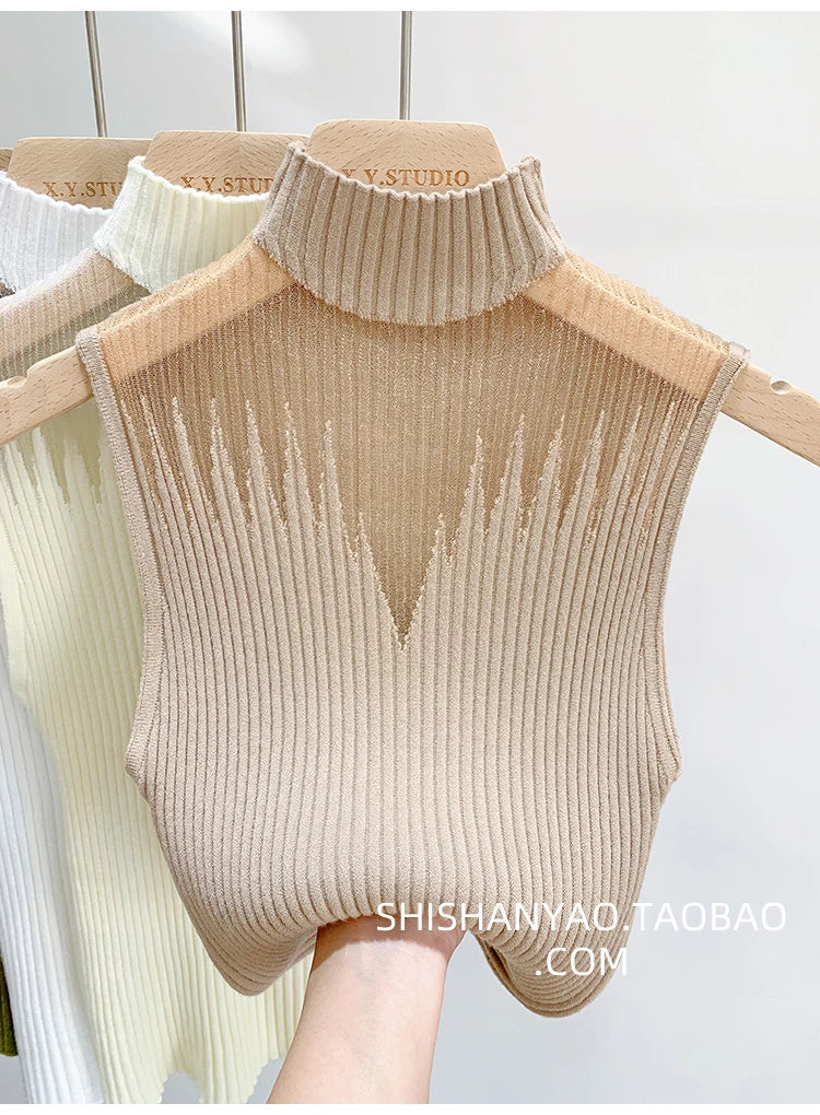 Mesh Knitted Tank Top Women Sleeveless Chic Cut Out