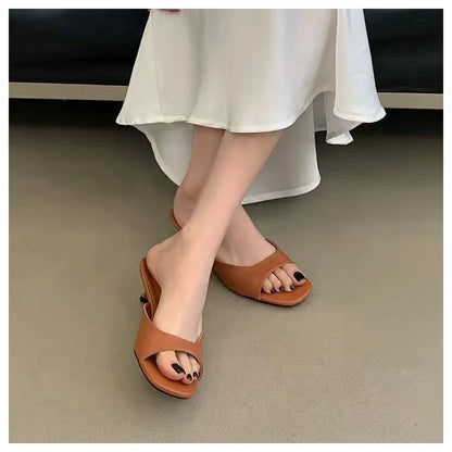 Thin High Heels Open Toe Slides Women Patent Leather Sandals