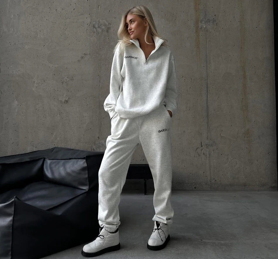 Cotton Pink Women's Tracksuit with Zipper