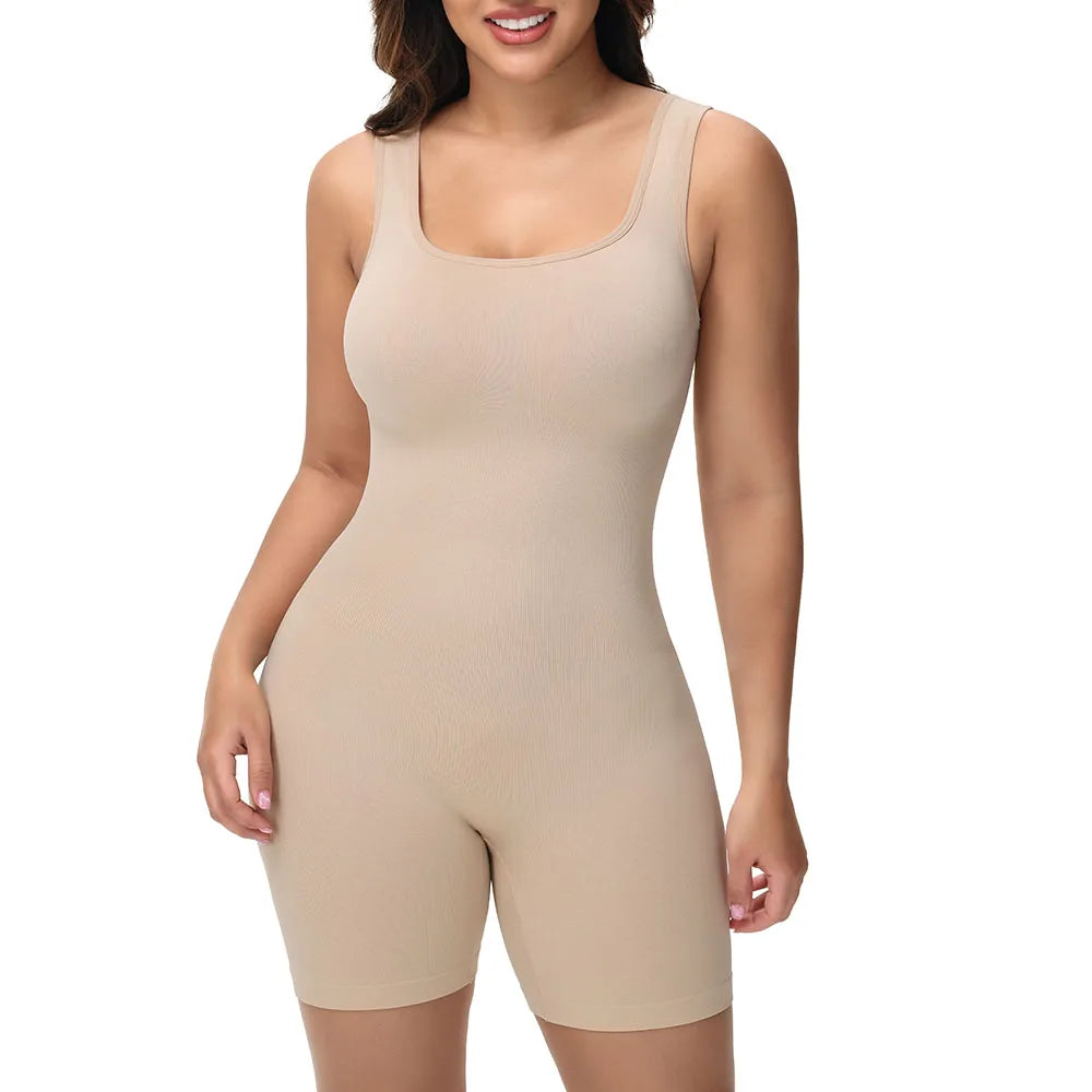 Wide Strap Bodysuit Shapewear for Women in Black/Nude