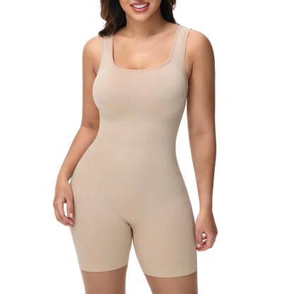 Wide Strap Bodysuit Shapewear for Women in Black/Nude
