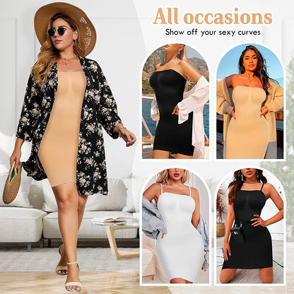 Strapless Shapewear Slip for Women Tummy Control Black Beige White