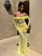 Deep V Hollow Backless Chiffon Maxi Party Dress