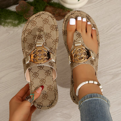 Women Floral Platform Slippers Outdoor Beach Slides