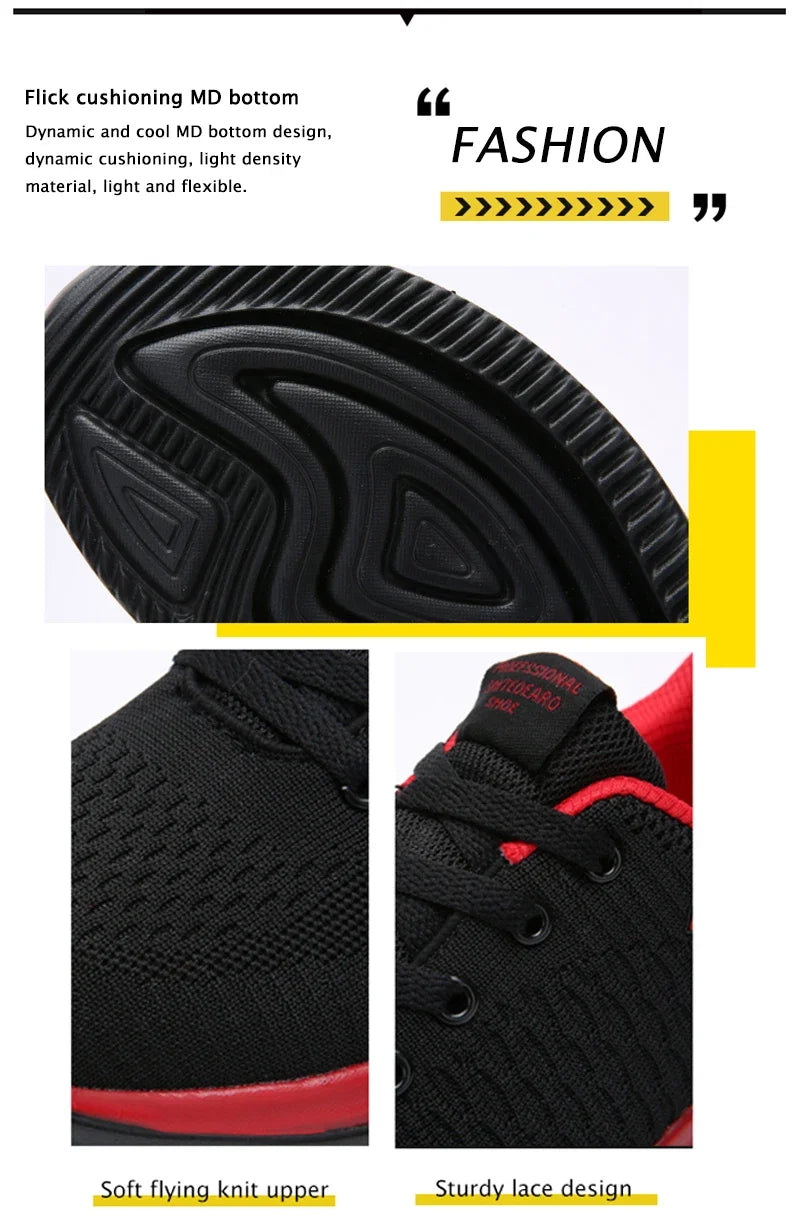 YRZL Black Knit Sneakers for Men Athletic Casual Shoes