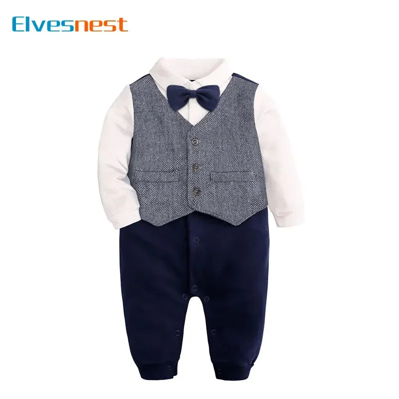 Cotton Long Sleeve Baby Rompers for Boys 0-24 Months