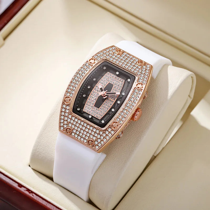 Women Silicone Jelly Quartz Tonneau Watch