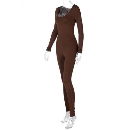 Dulzura Women Long Sleeve Bodycon Jumpsuit Overall