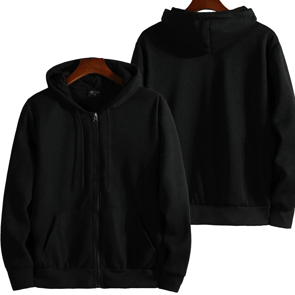 Zipper Hooded Sweatshirt for Men Casual Polyester