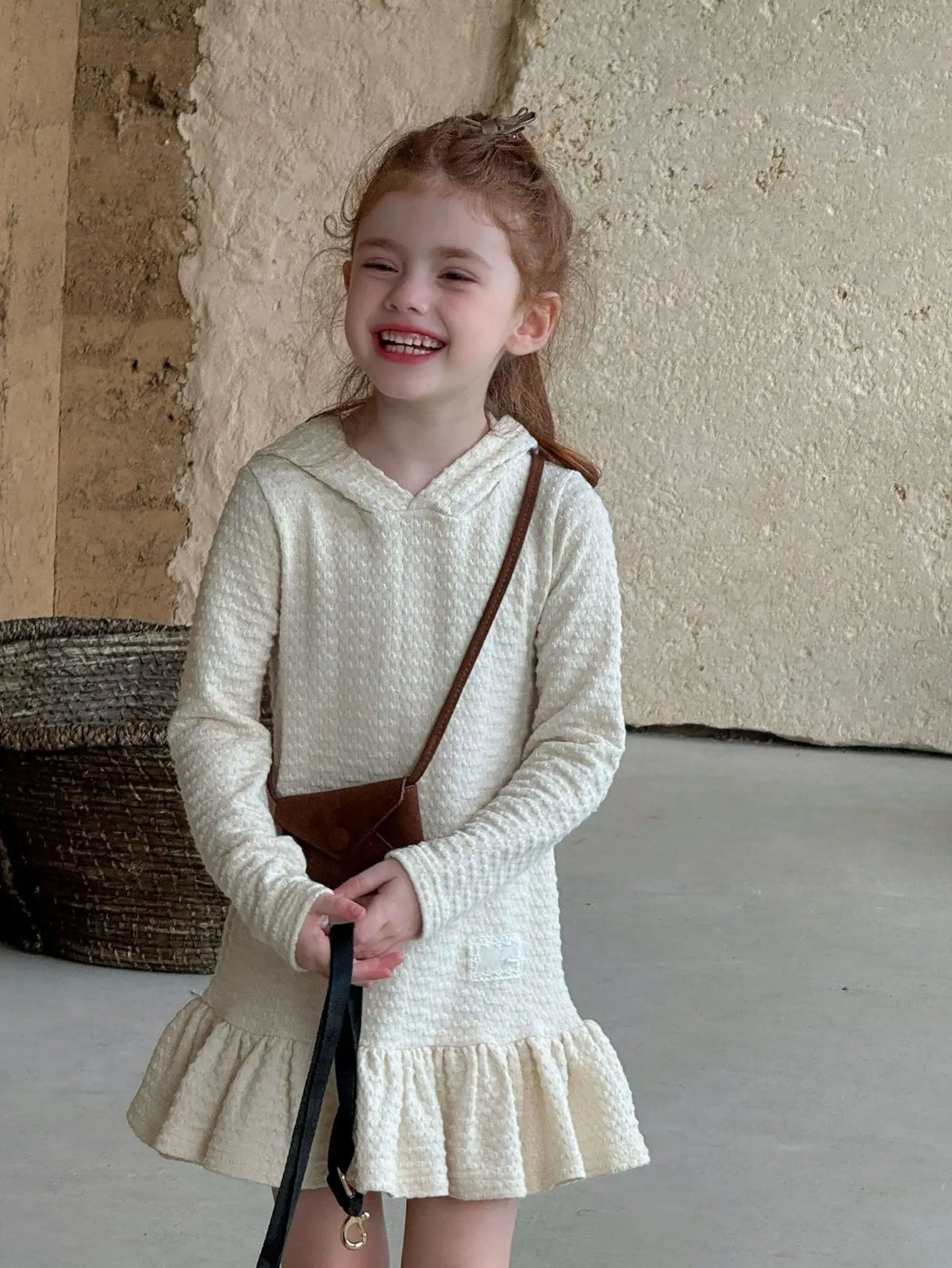 Hooded Knitted Lace Dress for Girls