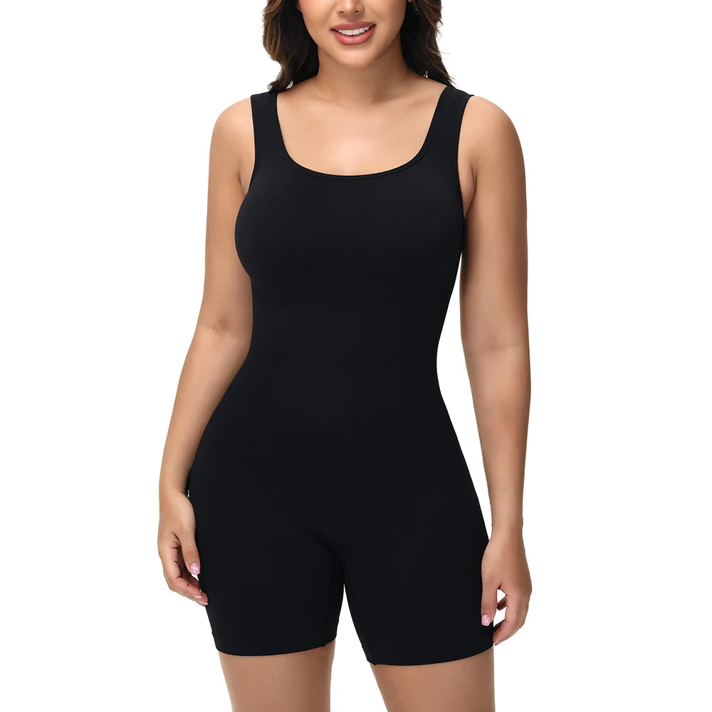 Wide Strap Bodysuit Shapewear for Women in Black/Nude