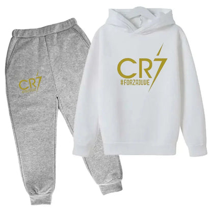 Ronaldo CR7 Print Hoodie and Pants Set for Children