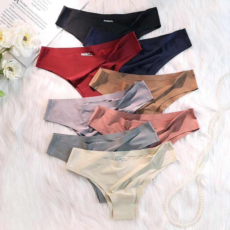 4PCS Seamless Brazilian Panties Cool Ice Silk Low Waist