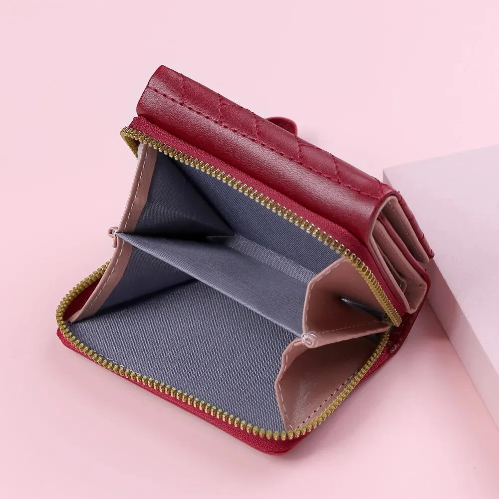 Women's Embroidered PVC Zipper Wallet with Large Capacity