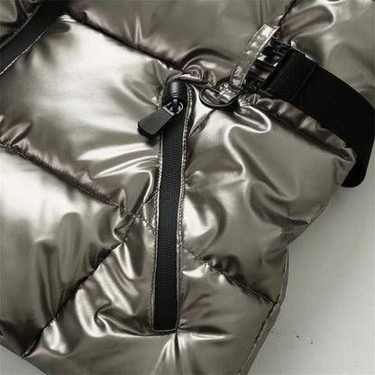 Women's Hooded Padded Winter Parka with Belt