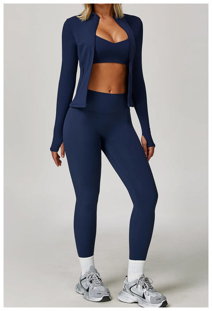Yoga Suit Sports Set for Women Long Sleeve Athletic Wear